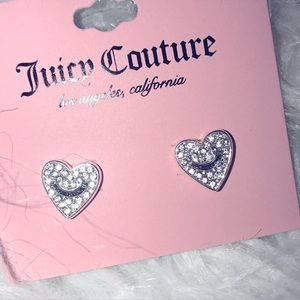 Juicy Couture silver crystal heart earrings